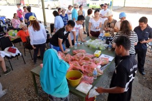 Buying produce from the farm.